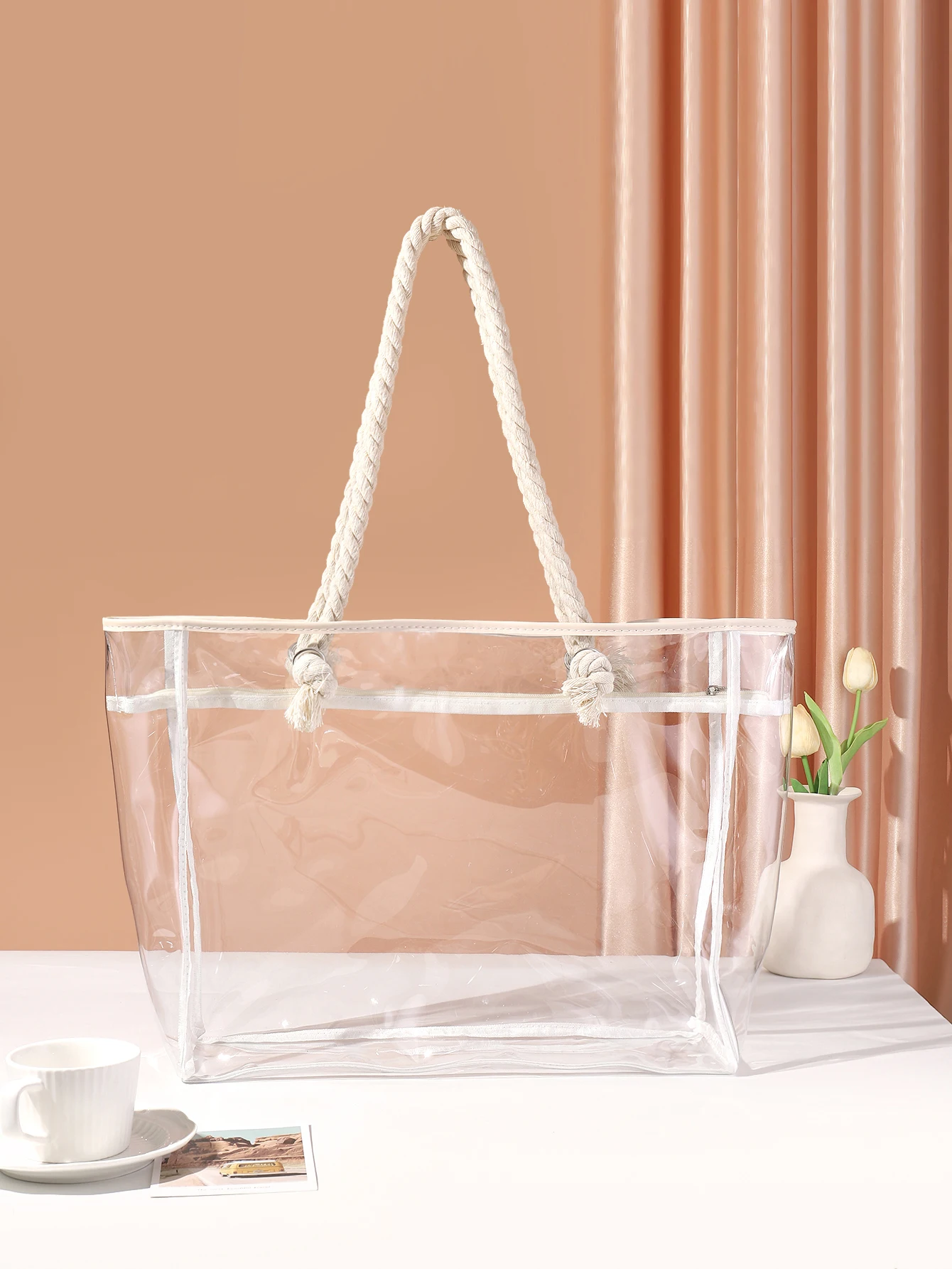 PVC Large Capacity Tote Bag Women\'s Shoulder Bag Waterproof and Anti fouling Storage Bag Organizer Bag Clear bag