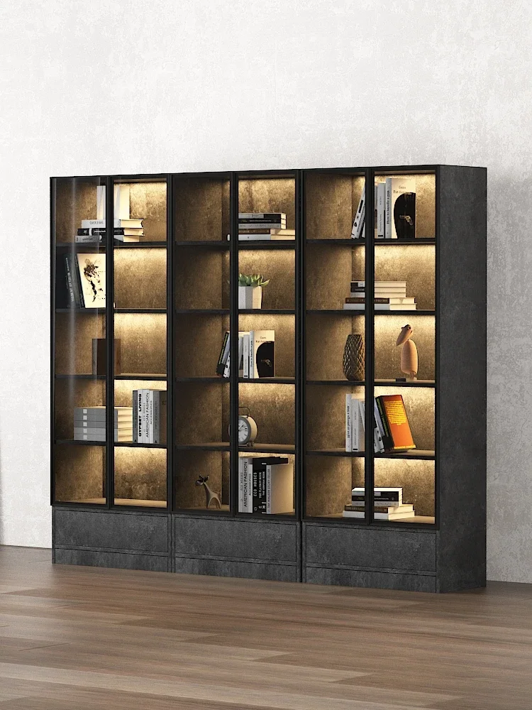 

Light luxury floor to ceiling glass door display cabinet