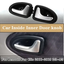 Car Inside Inner Door knob Interior Door Handle Left Right Fit For Renault For Clio 2000-2009 2/3-4/5 Doors Silver Handles