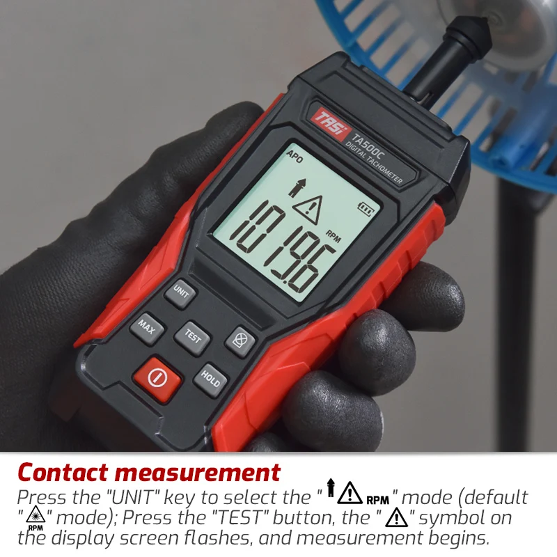 TA500C Digital Laser Tachometer 3~100000RPM Rang Rpm Meter 2-in-1 Contact/Non-contact Tacometro Backlight Unit Switch Speedomet