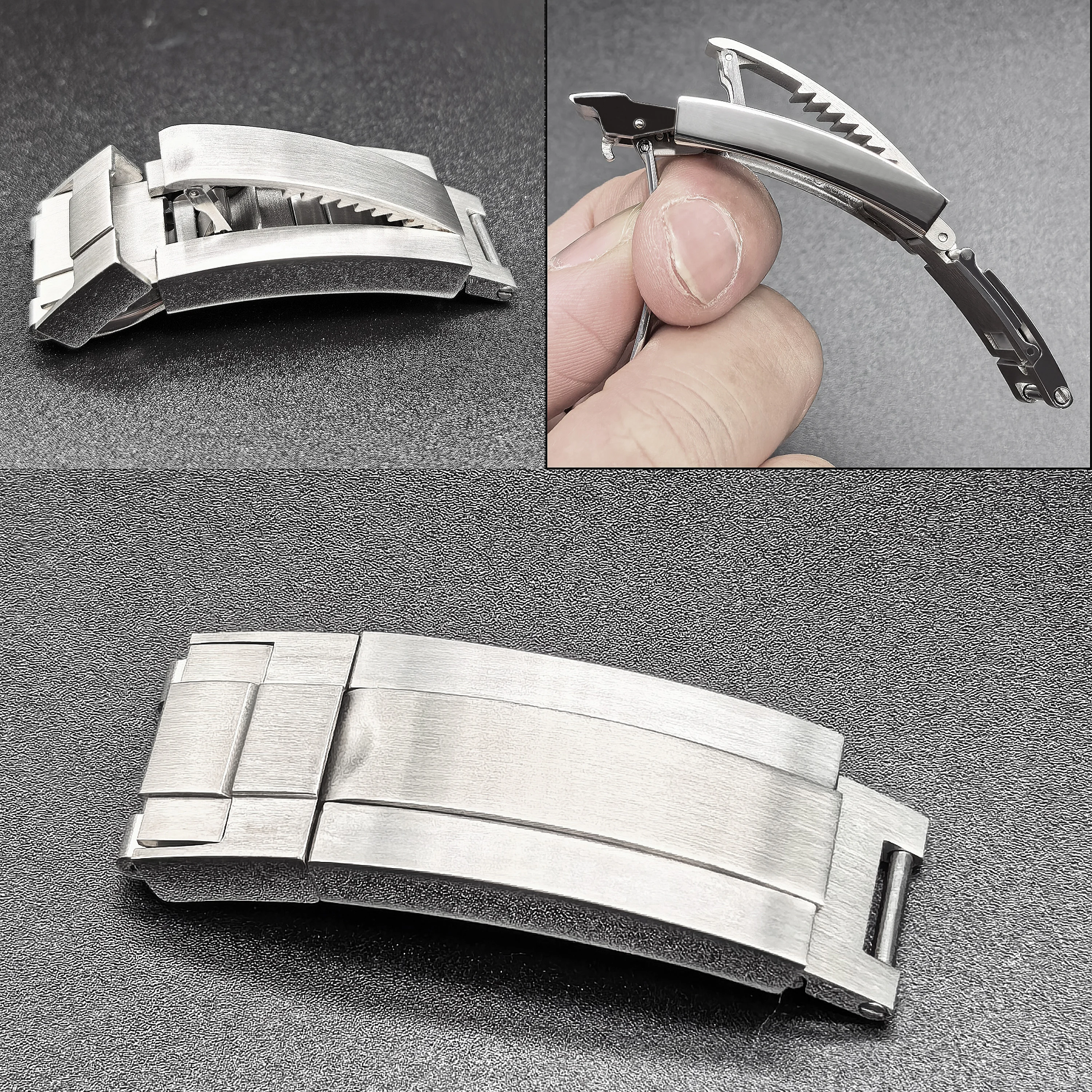 High Quality 9*9mm Brushed Silver Stainless Steel Glidelock Deployment Watch Clasp For Rolex Watchband Metal Folding Buckle
