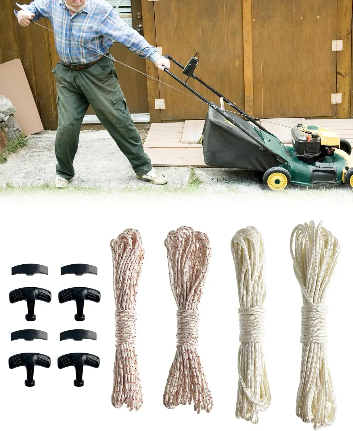 16Ft Pull Cord Ropes Assortments 3mm 3.5mm 4mm 5mm | For Lawn Mower Generator Inverter Mini Bike Pressure Washer Snow Blower wit Recoil Handles