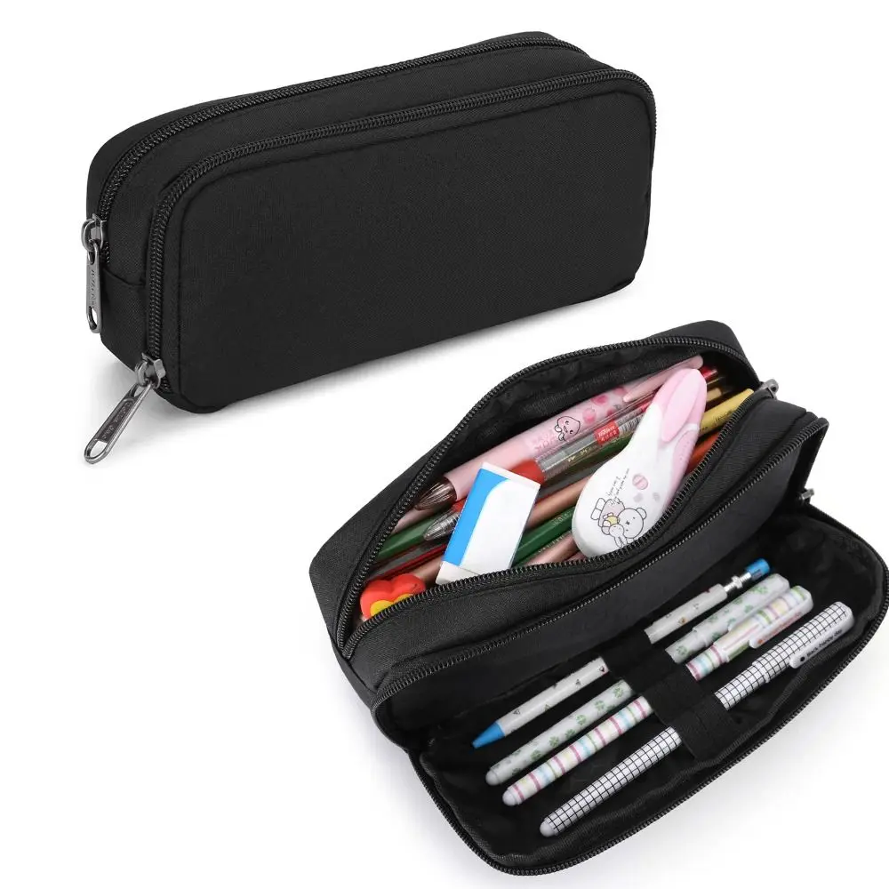 

New Cute Nylon Pencil Case Portable Large Capacity Double Layered Stationery Box Kids Pen Bag Storage Bag Student Stationery Bag