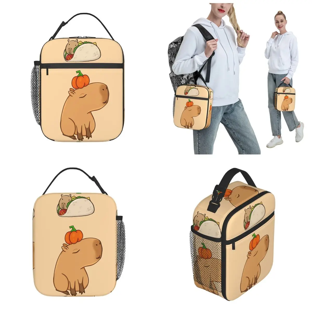 Capybara Taco Thermal Insulated Lunch Bags Travel Animal Capybaras Reusable Lunch Container Thermal Cooler Lunch Box