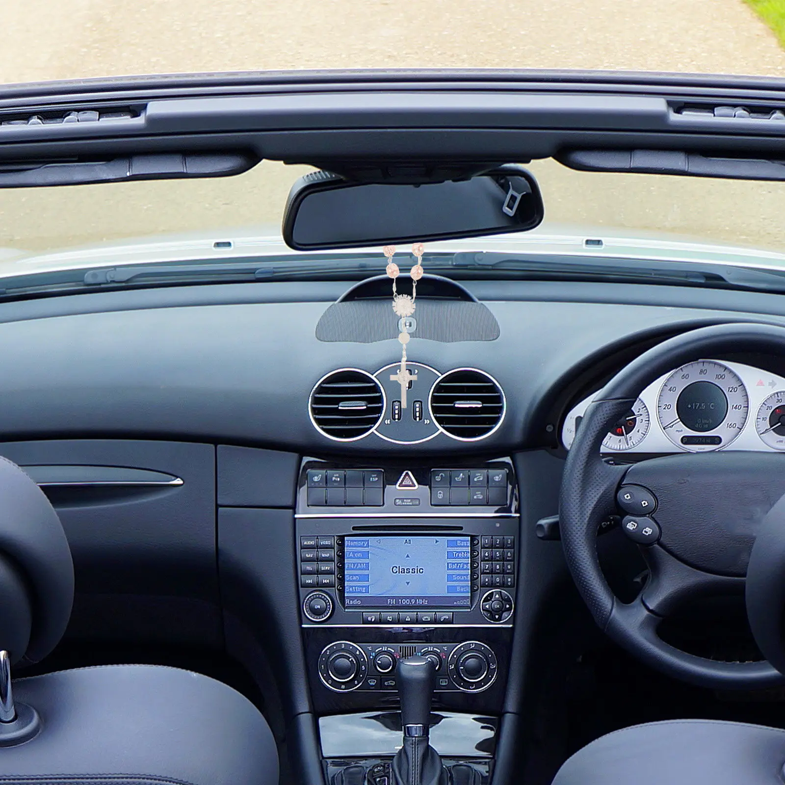 

Стеклянный жемчужный автомобильный подвесной декор: элегантное украшение для зеркала заднего вида, милый девичий аксессуар для интерьера, женский автомобильный кулон-талисман