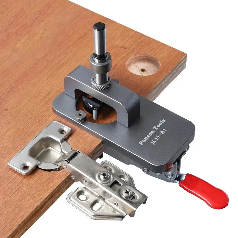 Woodworking Hole Drilling Guide Locator 35mm Hinge Boring Jig with Fixture Aluminum Plastic Hole Opener Template Door Cabinets