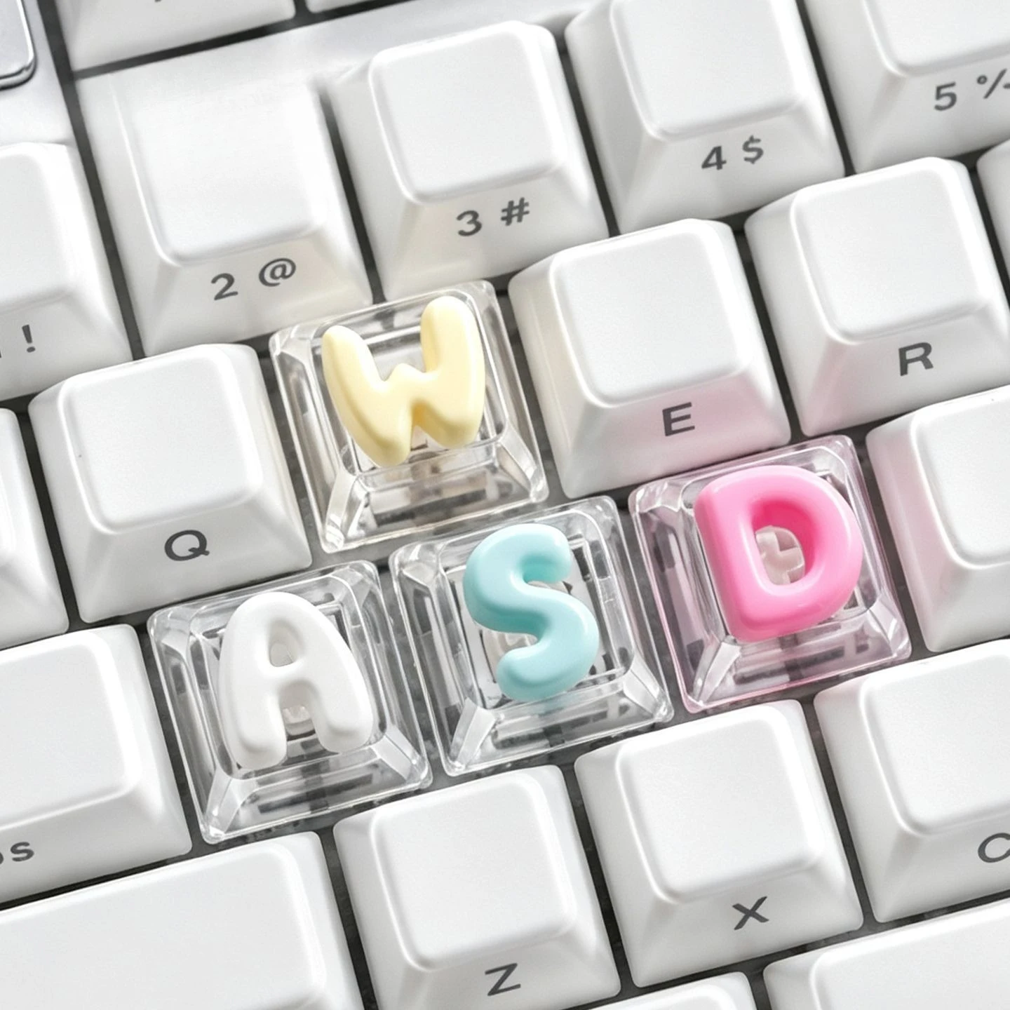 4pcs Multicolor four customized translucent cute exquisite game letters multi-color DIY personalized height increasing keycaps