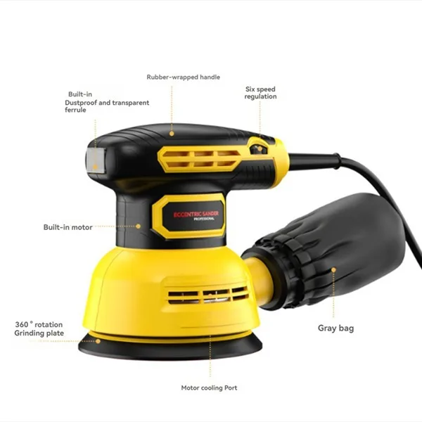 5-Inch Random Orbital Sander 12000RPM Electric Orbital Sander with 6 Various Speeds