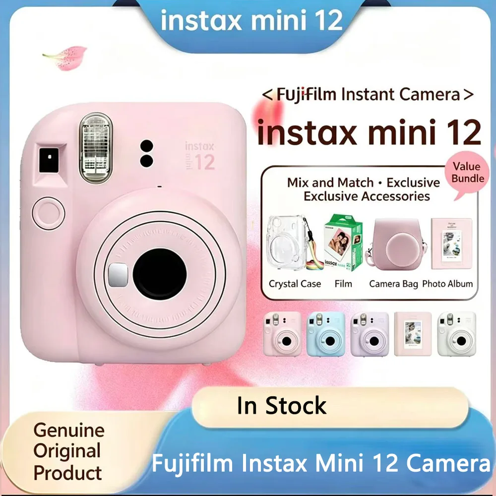 Cámara Fujifilm Instax Mini 12 Original con Papel Fotográfico Opcional 20/40, Cámara Fuji Instax con Set de Bolsa para Cámara, Ideal para Regalo