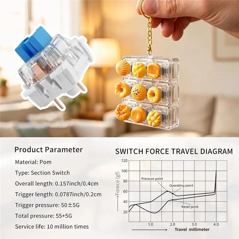 DTB7 50 Pcs Blue Keyboard Switches Tactile Clickers for 3D Printing DIY Fidget Mechanical Keyboard Switch for Cherry MX Style