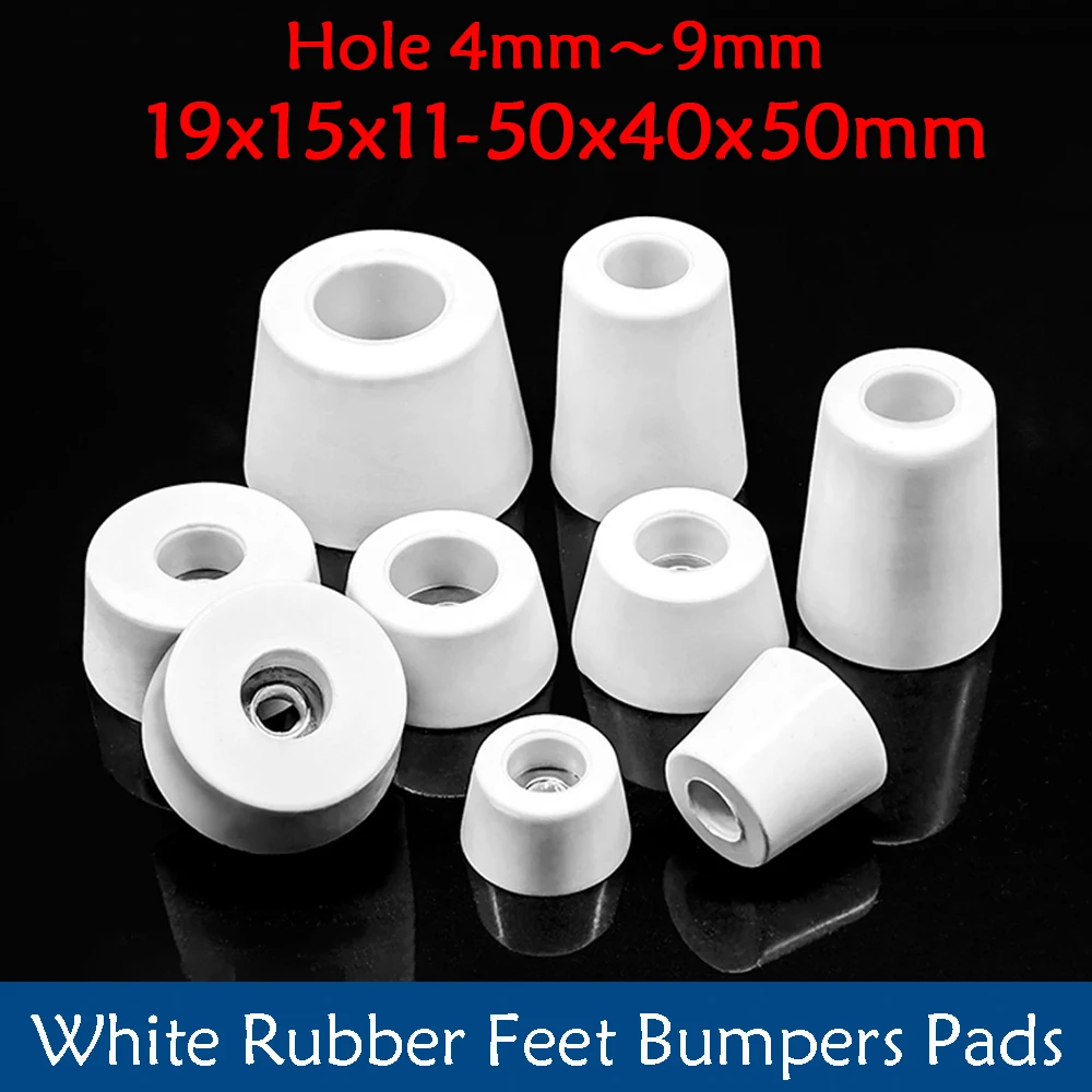1-100Pcs White Rubber Feet Non-slip Furniture Foot Pad Table Leg Cabinet Bottom Pad for Table Chair Leg Foot Protector Cover