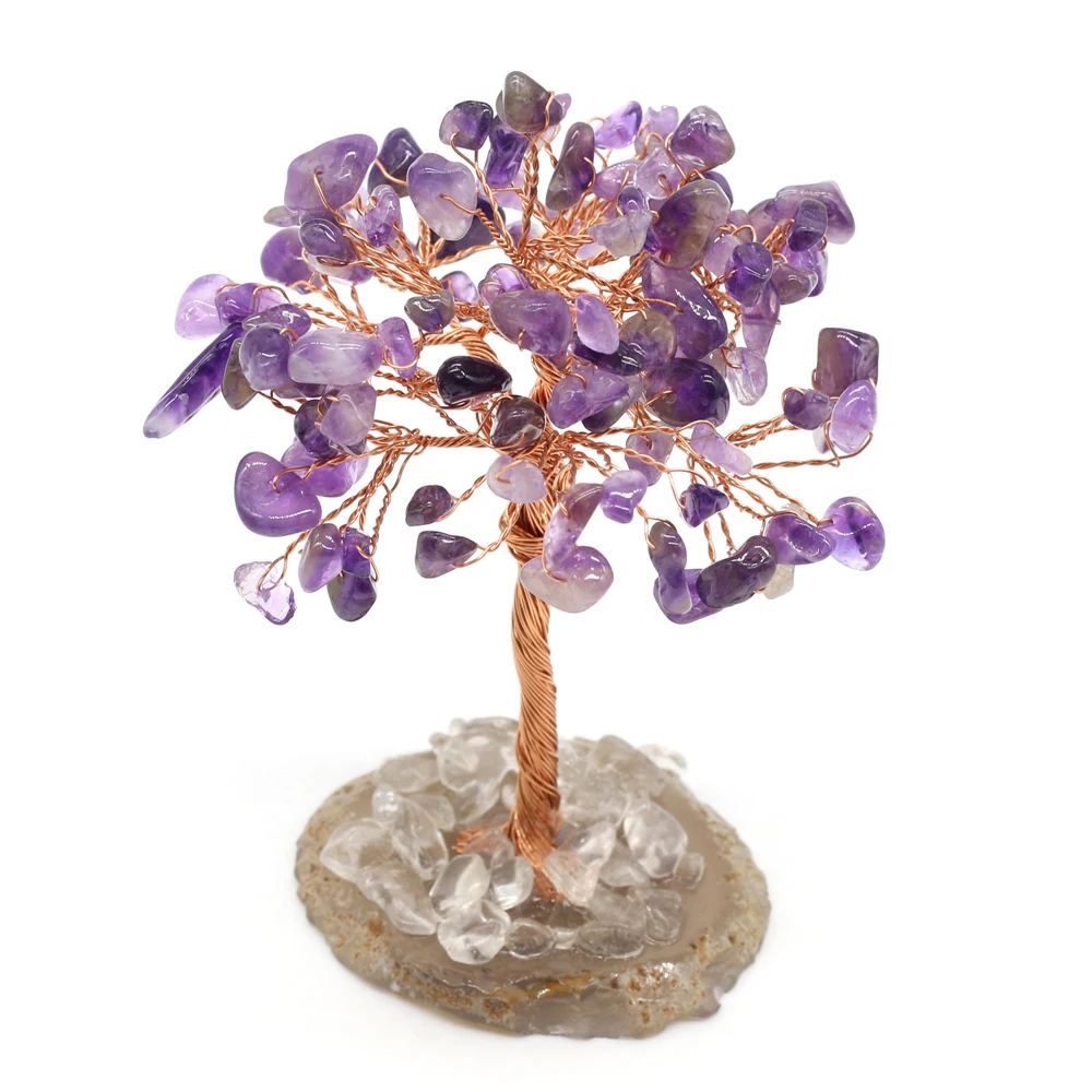 1PC Natural Amethyst Tree Crystal Quartz Mineral Ornaments Lucky Tree of Life Home Decoration Healing Pavilion Decorate