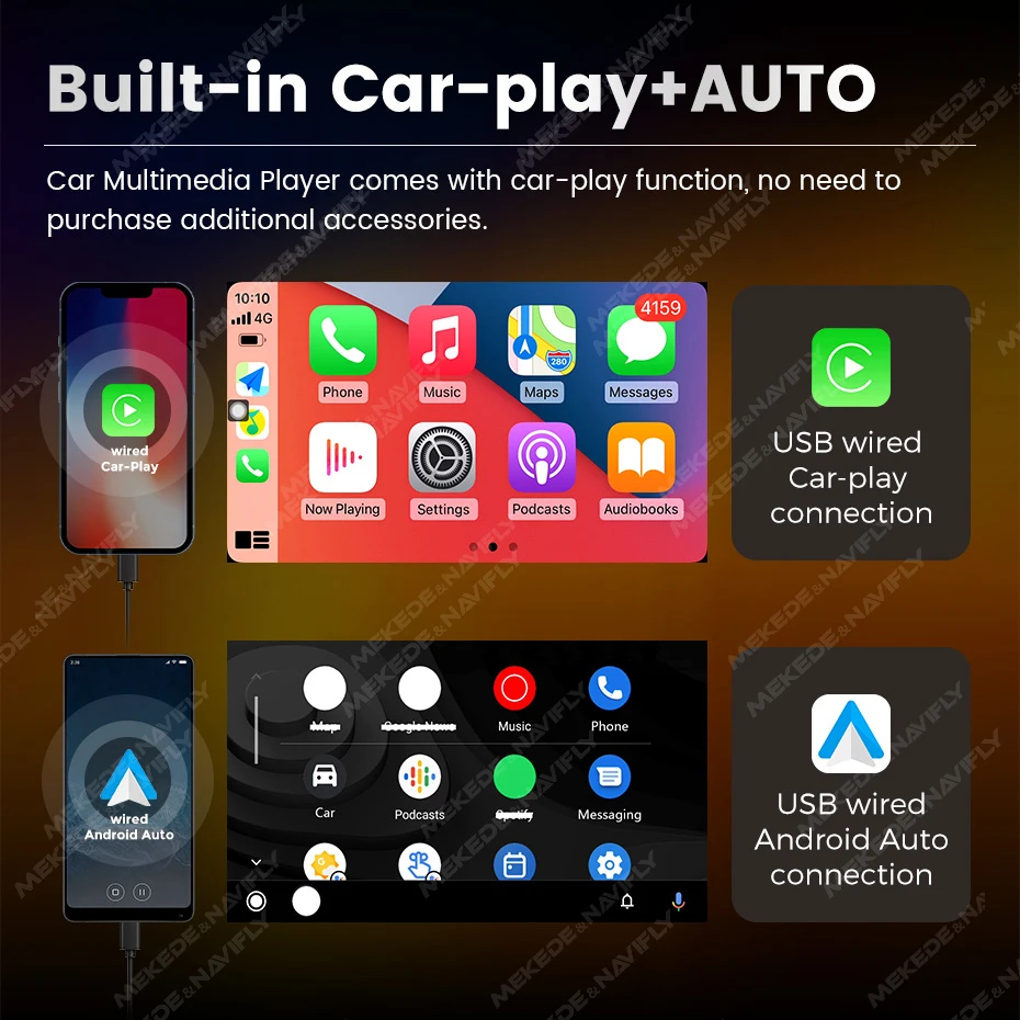 MEKEDE لشاشة اللمس العالمية 7 بوصة عالية الدقة مشغل وسائط متعددة HD فيديو ذكي BT عجلة القيادة التحكم راديو FM TDA7388