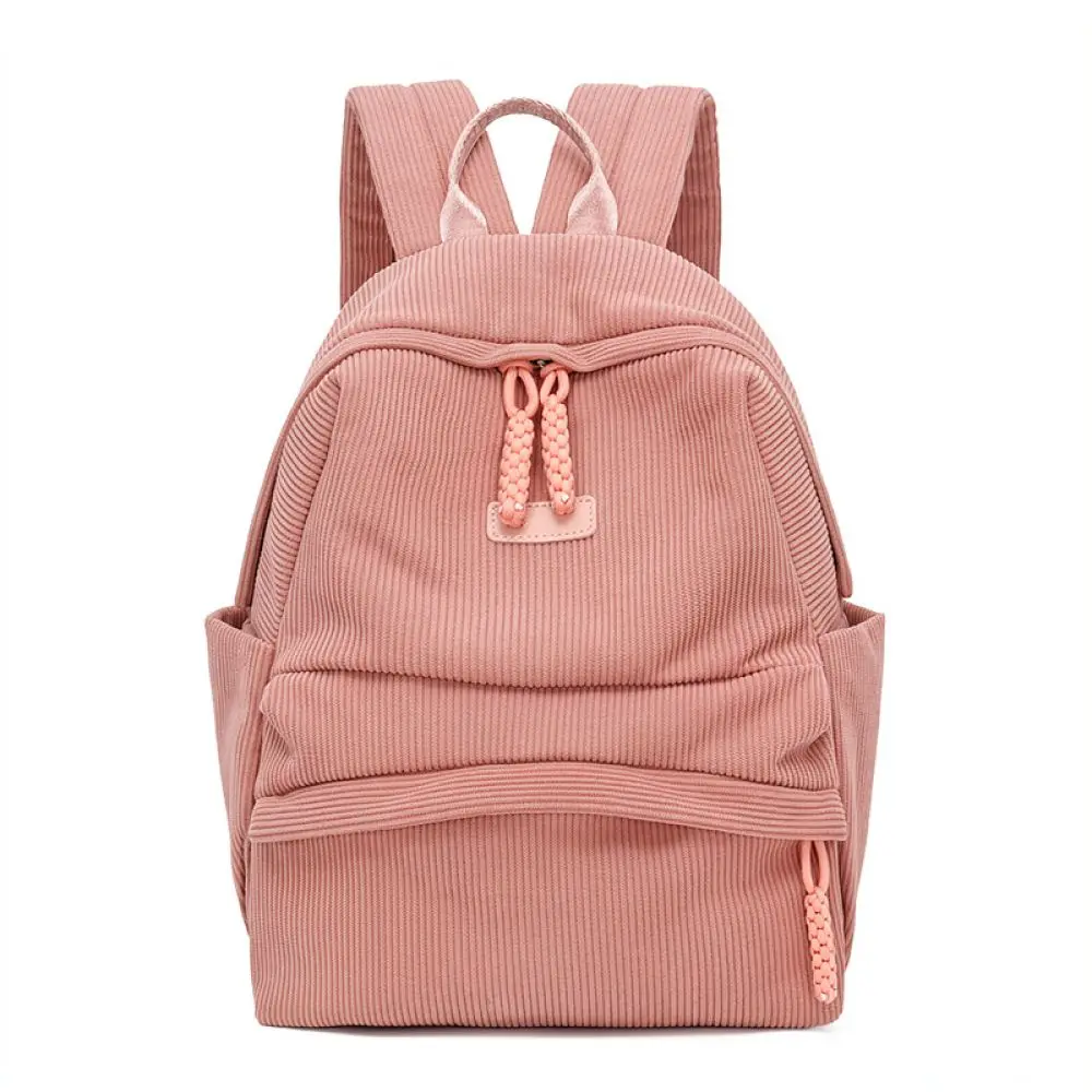 Fashion Corduroy Backpack For Girls Casual School Bag Large Capacity Travel Daypack Lightweight Soft Aesthetic Bookbag Rucksack