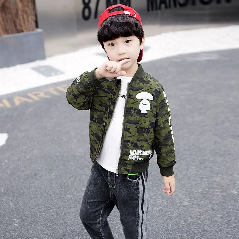 2025 New Boy's Camouflage Baseball Jacket Double Layer Windbreaker Jacket for Kids Spring Fall Trends Stylish Outdoor Jacket