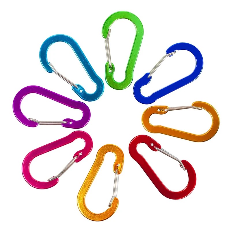 5Pcs Multi-Use Carabiner Clips Small Carabeaner Keychain Hooks Auto Locking D-Shape Spring Loaded Wire Gate for Camping Fishing