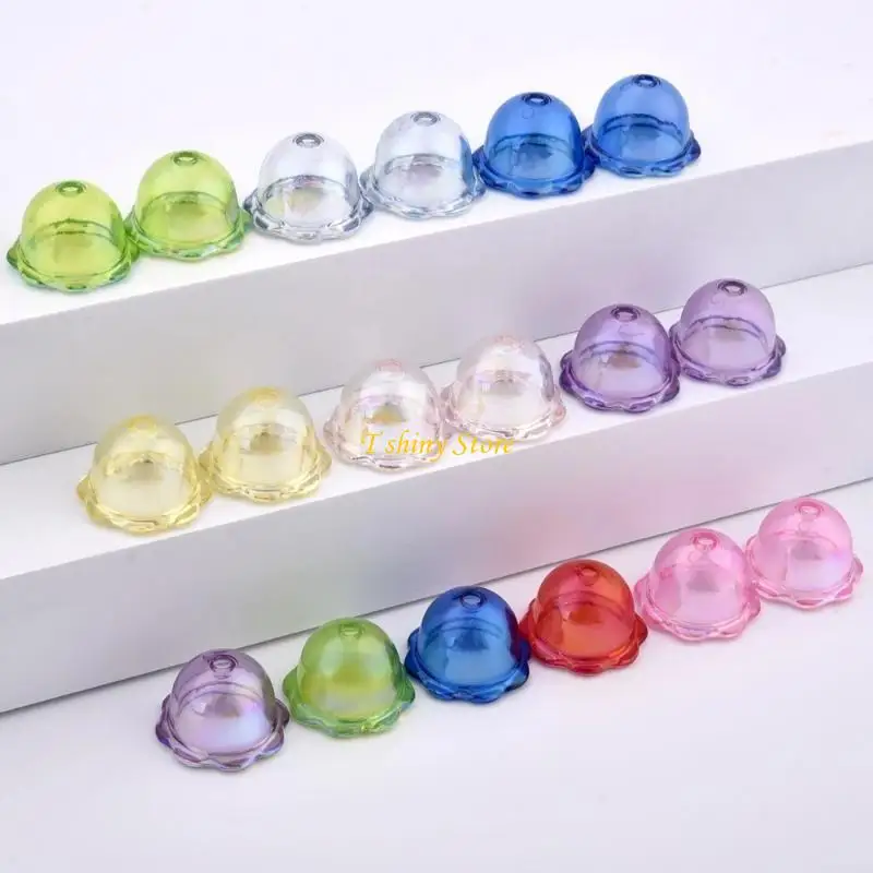 

N58F 10pcs Vibrant Acrylic Flower Bead Caps Accessory for Handmade Jewelry Creations