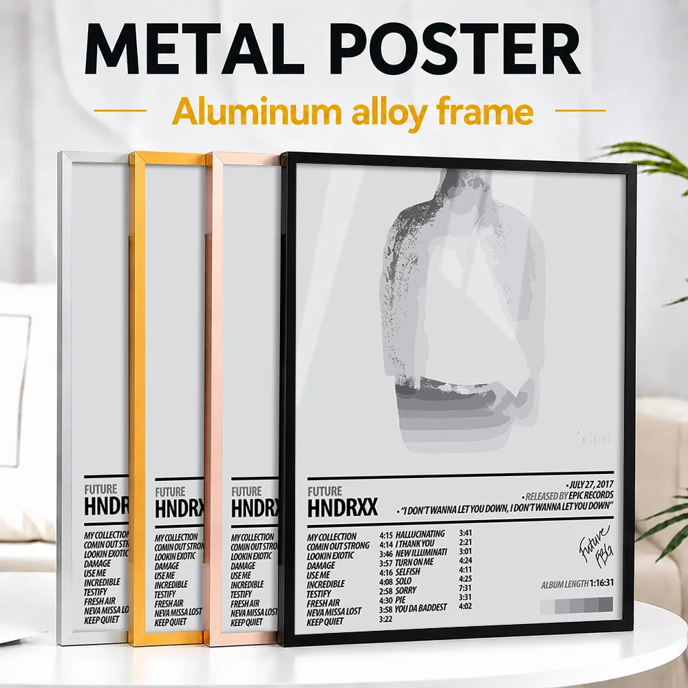 Future HNDRXX Album Framed Metal Print Personalized Graphic Design Wall Art For Music Room And Bedroom, Record Collector Gift