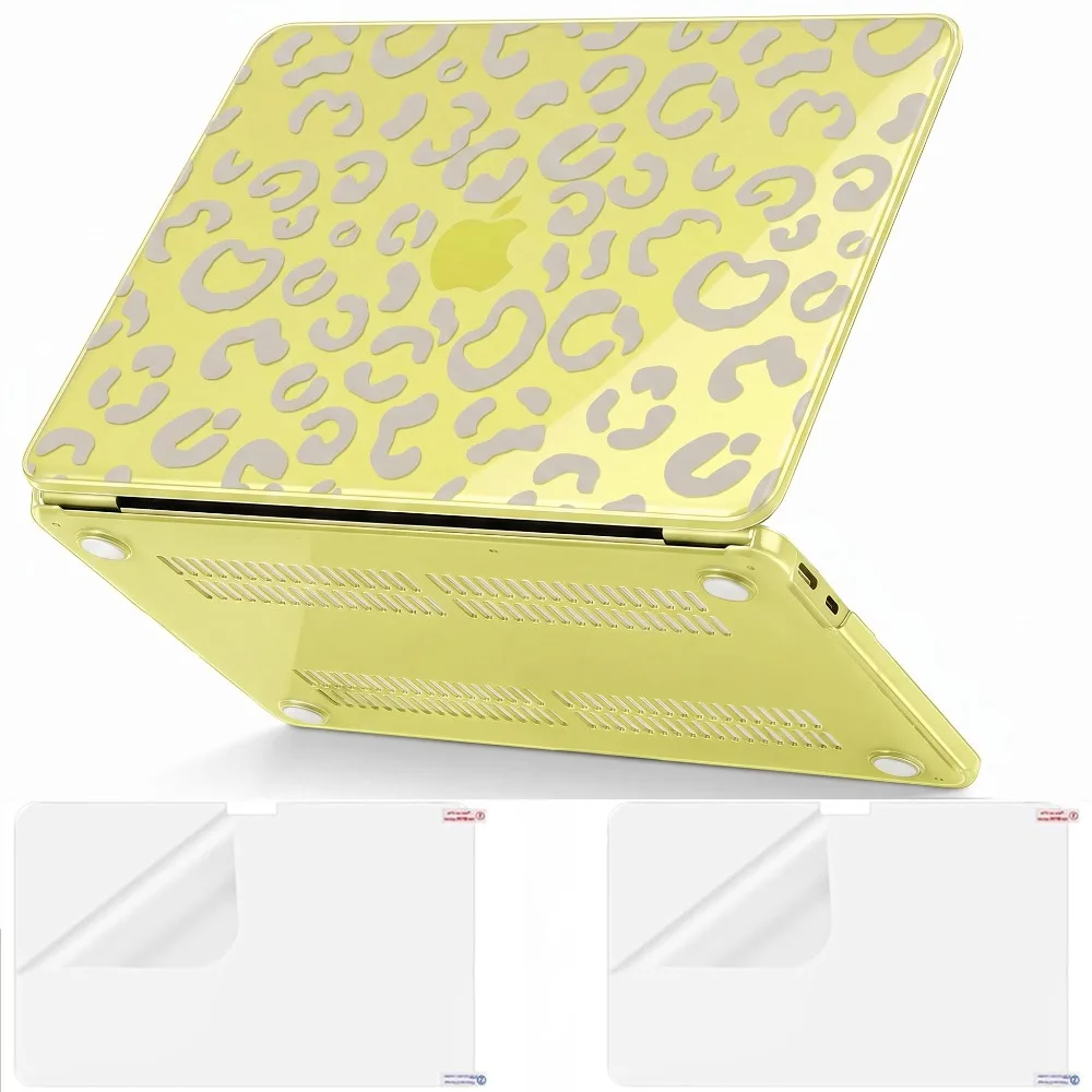 Yellow Leopard for MacBook Neo Case 13-inch 2026 A3404 A18 Pro, ultra-clear crystal hard case School Season Screen Film*2
