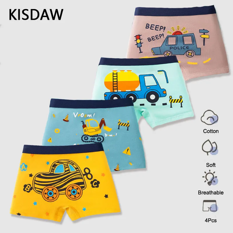 4 sztuk/partia majtki dziecięce bawełniana bielizna dla chłopców 3-14 lat oddychające majtki dziecięce wzory Cartoon Boy Boxer Brief