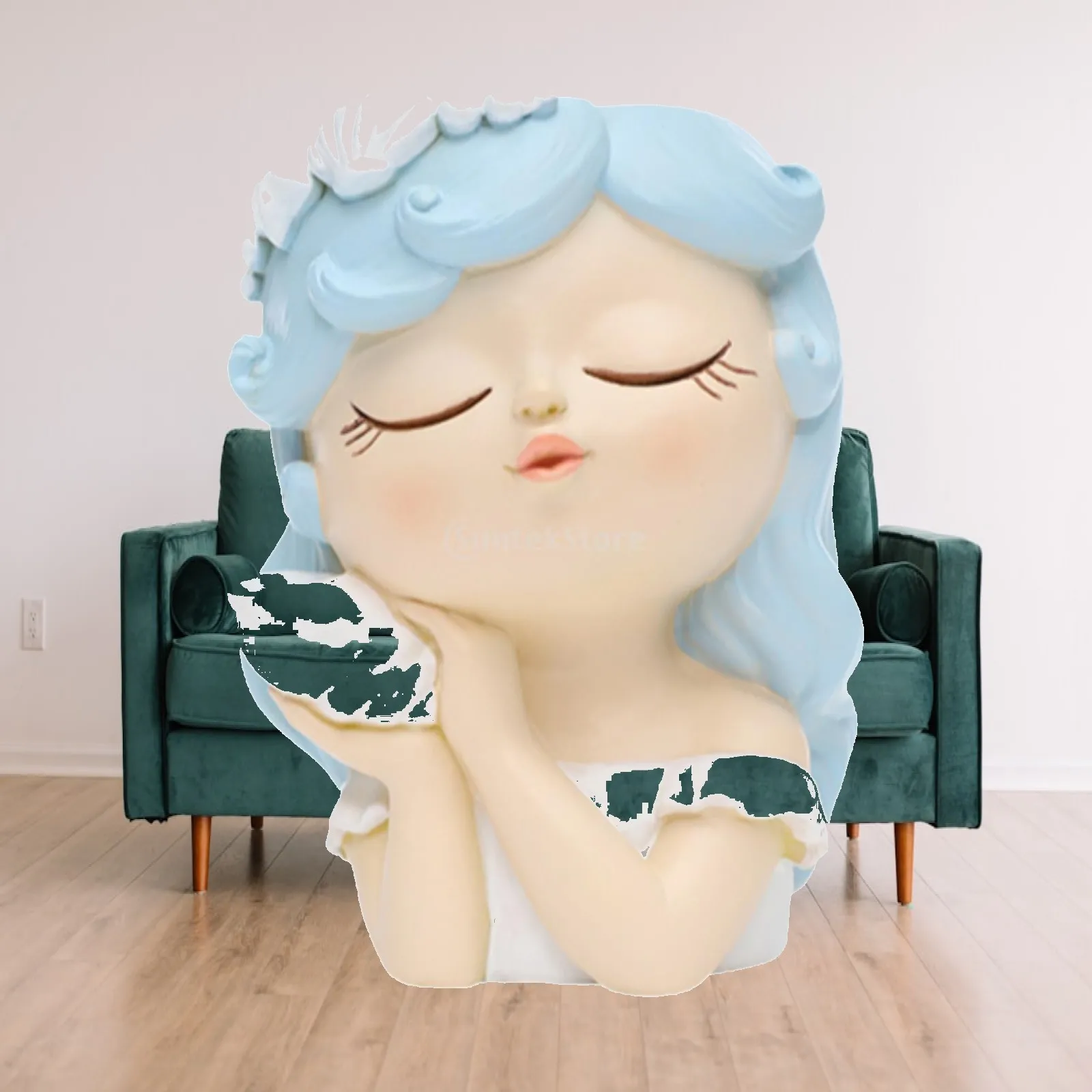 Small Cute Girl Face Planters Resin Flower Pot Mini Head Vase for Garden Bedroom Home Decoration