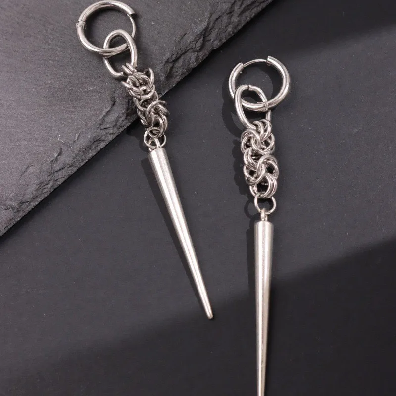 Long Chain Earrings Chunky Chainmail Spike Earrings Jewellery