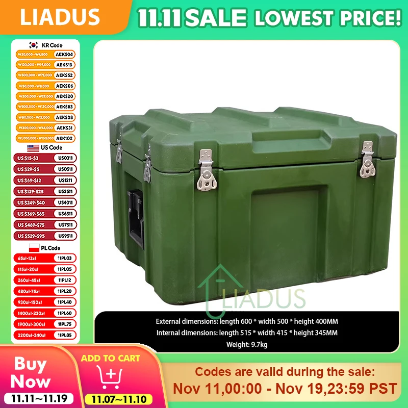 

Military Green Outdoor Field Camping Storage Box Multi-Functional Equipment Medical Sealing Folding Transfer Box