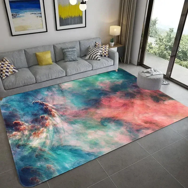 Nordic Abstract Colorful Cloud Carpet Oil Painting Style Sky Soft Children' Room Area Rugs Home Living Room Floor Mat Doormat