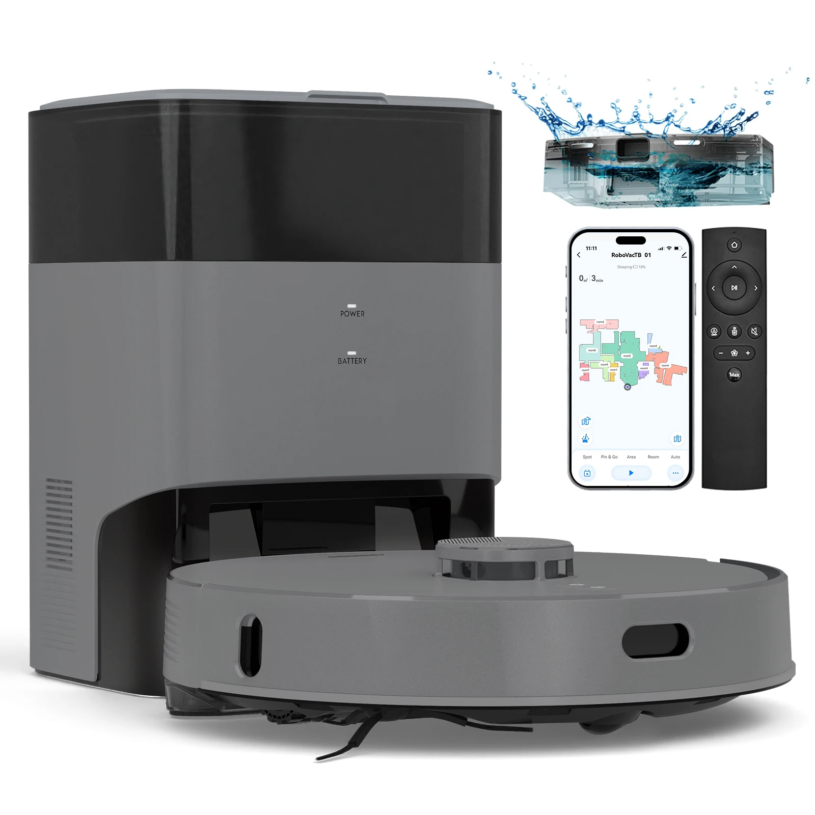 AIRROBO 5500Pa cepillo de goma automático vaciado Robot aspirador Wifi suelo alfombra limpieza fregona Aspiradora Robot