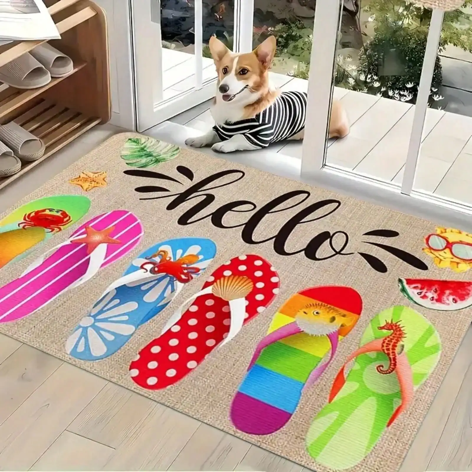 A Decorative Welcome, Colorful Door, Sliced Watermelon, And A Summer Atmosphere. A Strong Summer. Decorate Living Room, Bathroom, Kitchen Foot Mats, Entrance