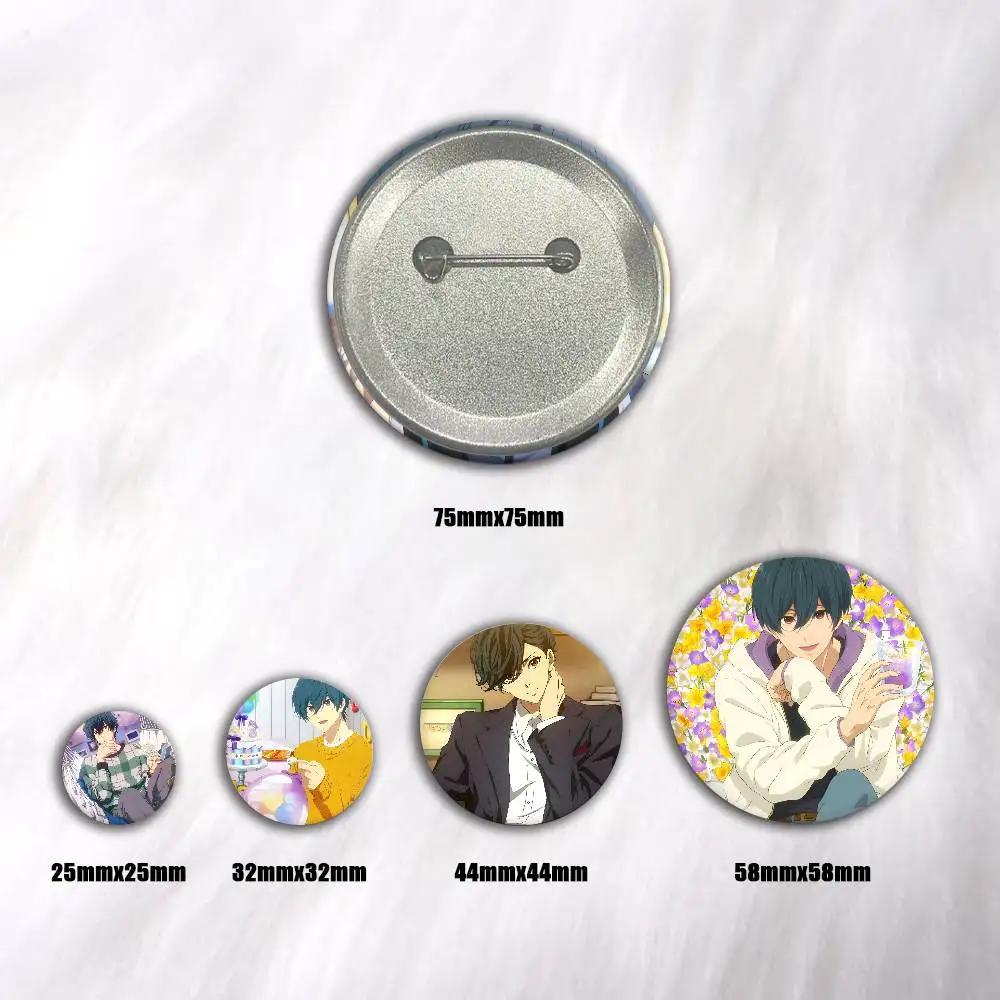 Hot Cartoon Anime F-Free Cool Boy Ikuya Kirishima Badges Round Cosplay Pin Bag Decor Fans Collect Friends Gifts Brooch