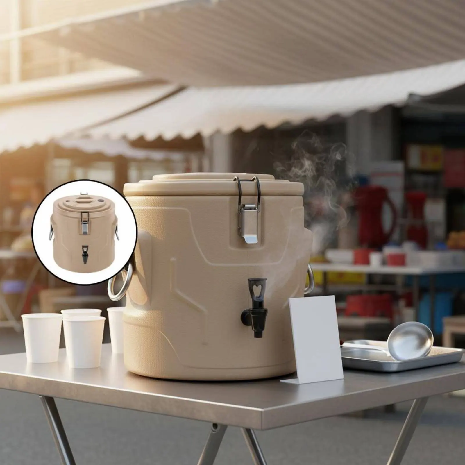 

Stainless Steel Insulated Barrel Non-Non-Powered Stainless Steel Food Barrel Thermal Soup Container Secure for Restaurants