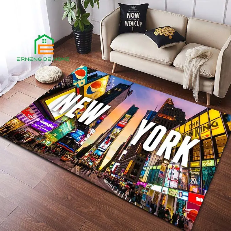 New York Street View Pattern Carpets for Bedroom Living Room Kitchen Floor Mats Home Decor Non-Slip Floor Pad Rug 14 Sizes