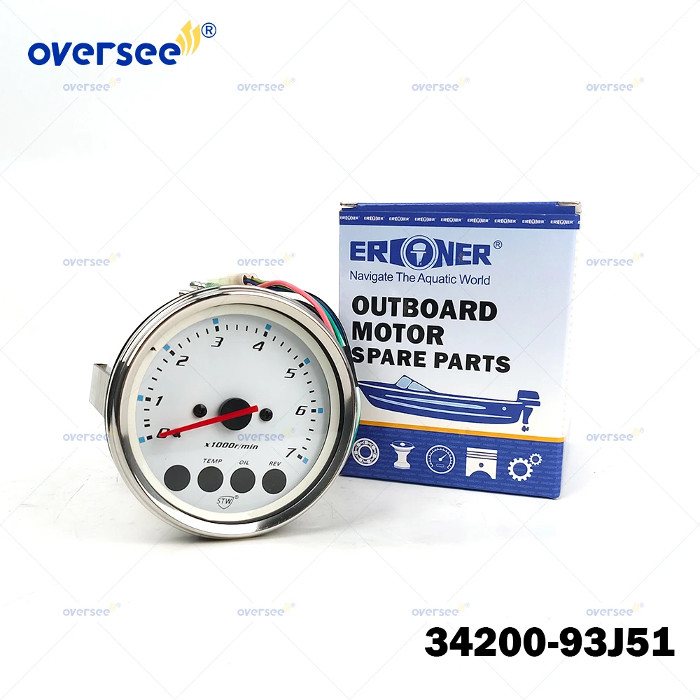 

Oversee 34200-93J51 White Multifunction Tachometer for Suzuki DF40 F60 DF140 DF200 40-200HP Outboard Engine