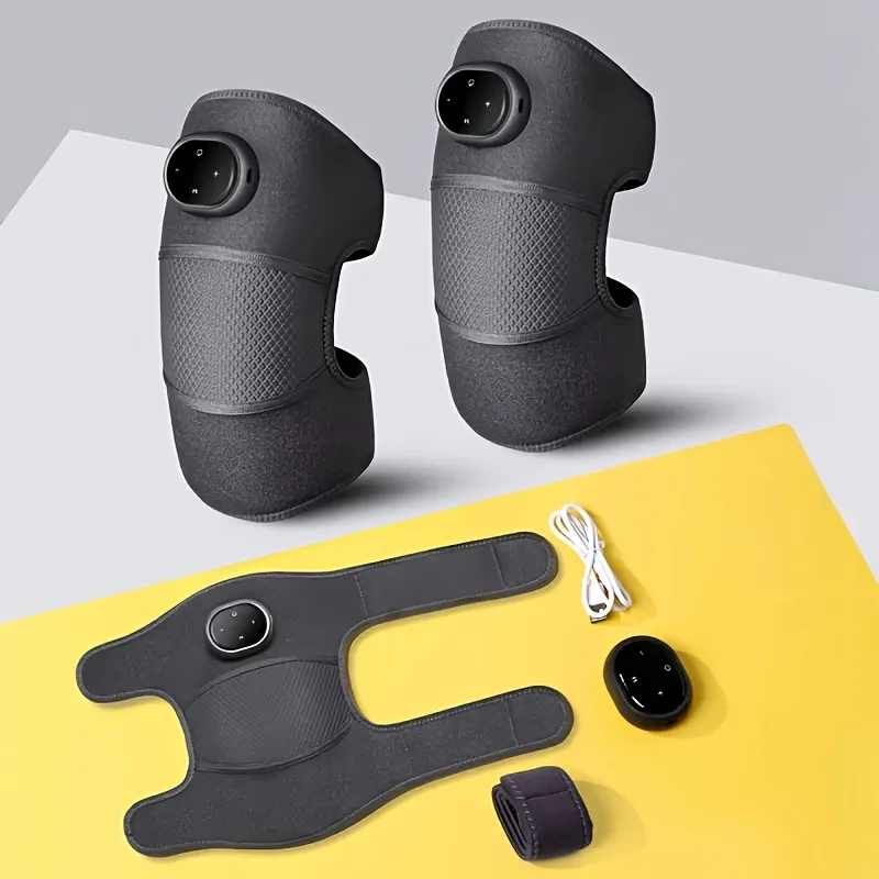 1개/2개 온열 무릎 마사지기, 3-in-1 온열 무릎 팔꿈치 어깨 지지대, 진동 무릎 온열 패드, 3단계 조절 가능한 진동 및 온열 모드, 온열 패드 무릎 팔꿈치 어깨 이완 다리 워머 (이중 사용)