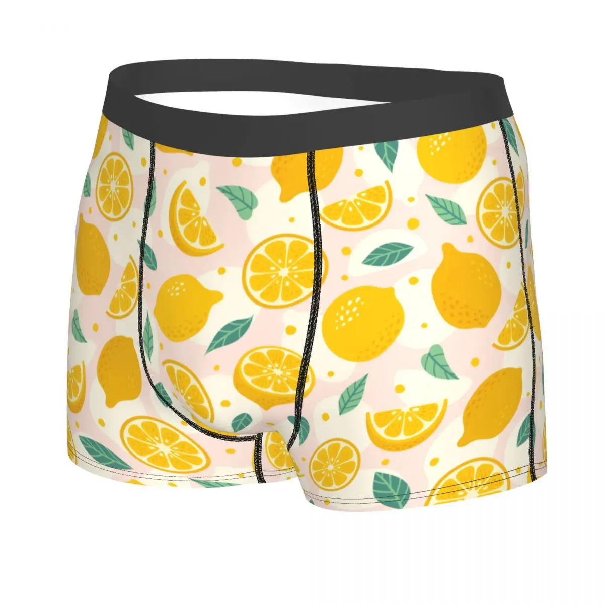 Custom Cartoon Summer Fruit Lemons Boxer Shorts For Men Sexy 3D Print Underwear Panties Briefs Stretch Underpants