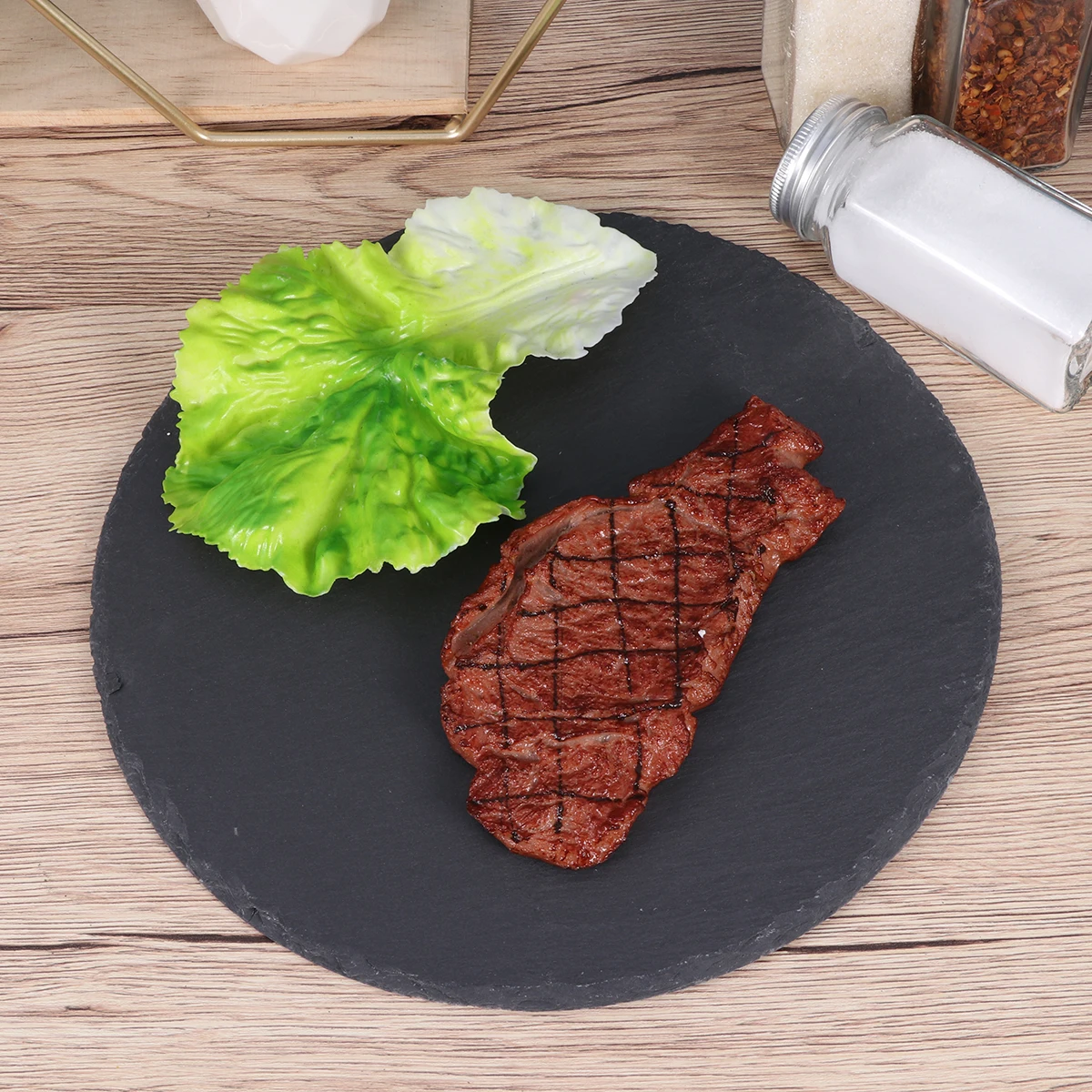 

Plate Black Serving Tray for Steak Meat Platter Banquet Natural Elegant Design Events Parties Kitchen