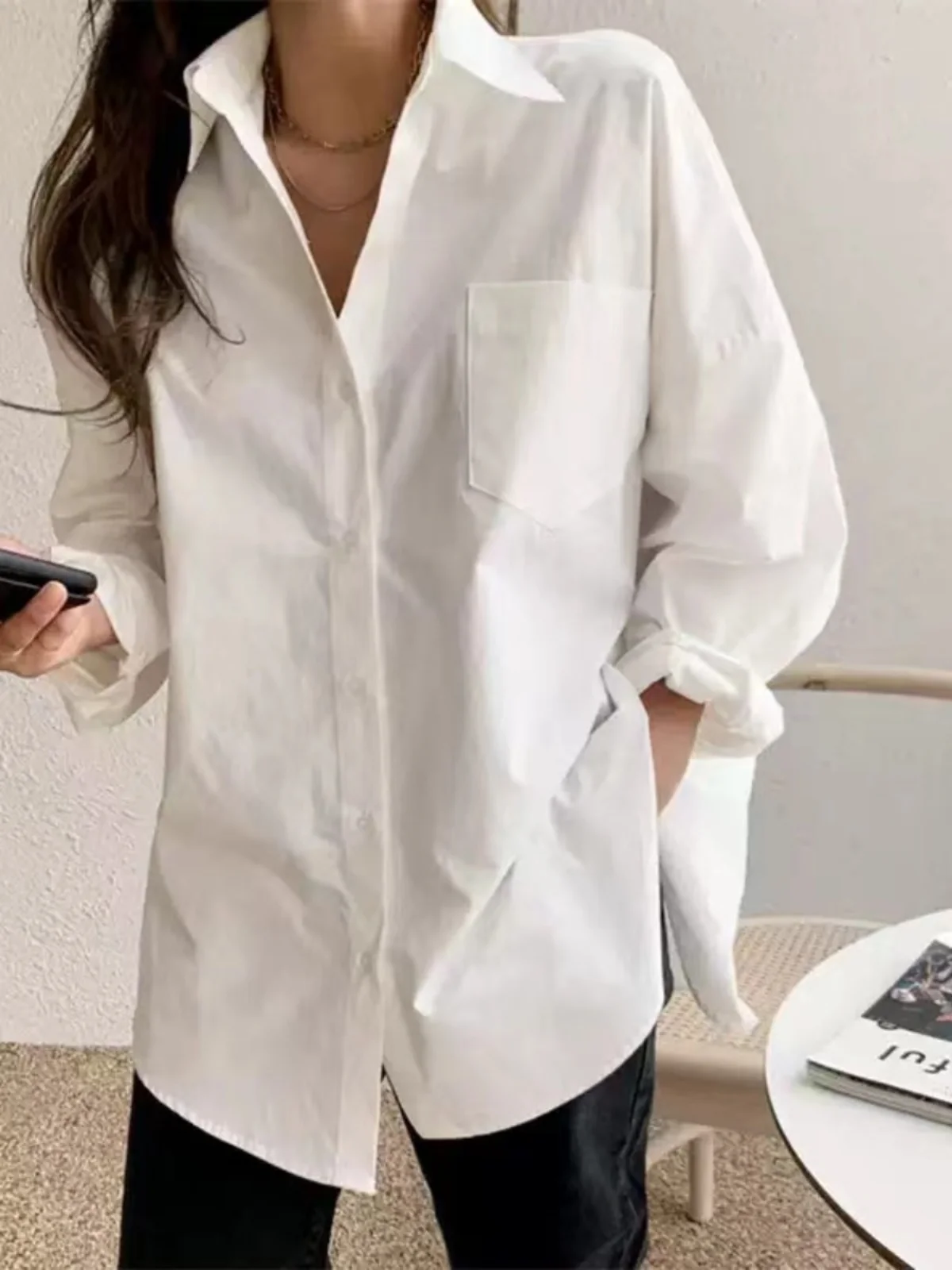 

Женская длинная све irt Faionable, весна-осень, корейский дизайн для поездок на работу, уникальная легкая внутренняя одежда Maturi, смесь полиэстера