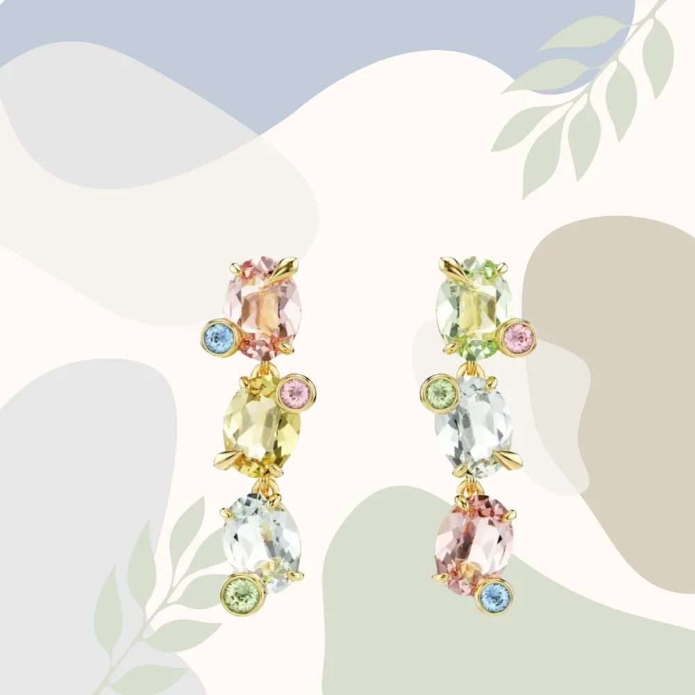 

Hot selling Gema beautiful asymmetrical design mixed cutting crystal teardrop shaped earrings, women's Valentine's Day gift