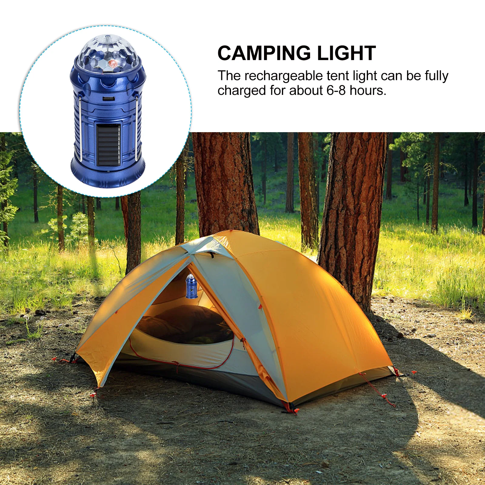 

Solar Charging Camping Light Tent Lamp Led Portable Lamp Outdoor Illumination 6-8 Hours Fast Charging 90 Degree Adjustable