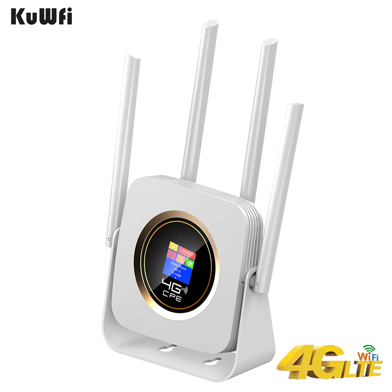 KuWfi 4G WIFI Router 300Mbps Wireless CPE Router 3G 4G SIM Wifi Router with RJ45 WAN LAN Port High Gain 4 Antenna for IP Camera