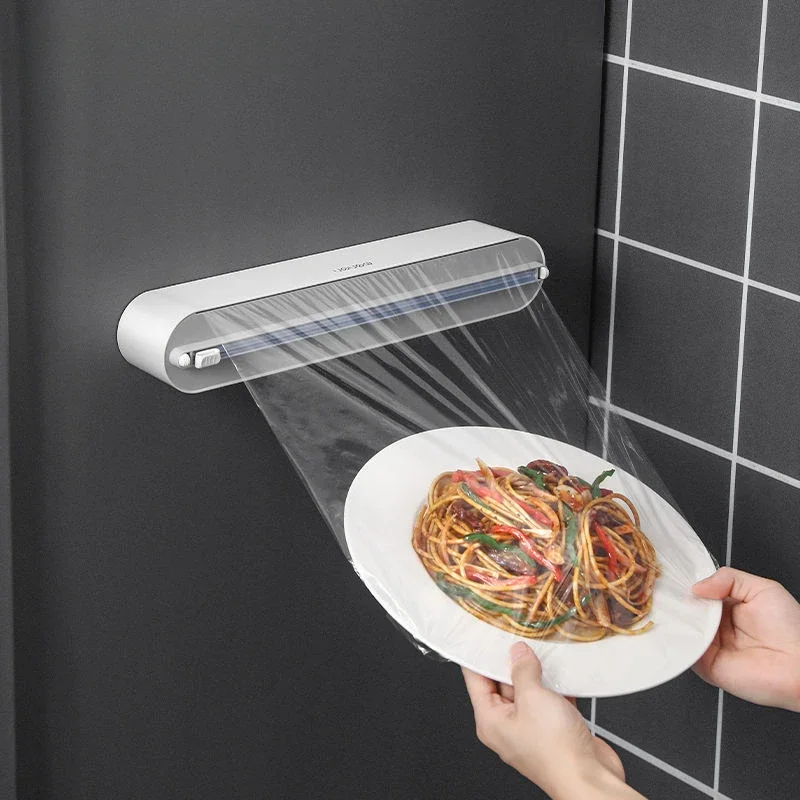 Cortador de película de plástico desechable para cocina, cubierta de película de plástico para el hogar, succión magnética montada en la pared específica para alimentos