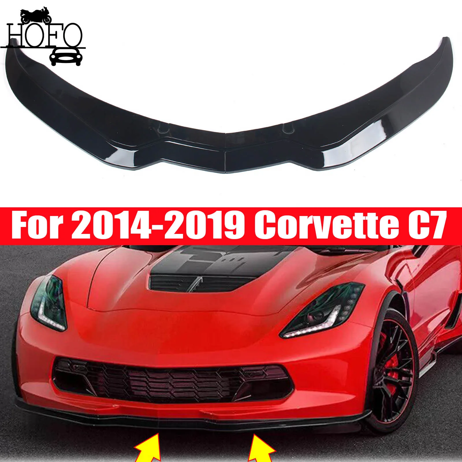 For Corvette C7 Z06 / GS Stage 2 2014-2019 Front Bumper Lip Spoiler Splitter Black