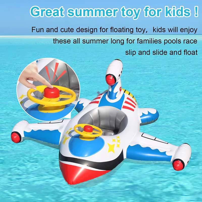 1pc Airplane Shaped Swim Ring Inflatable Pool Floats Outdoor Children's Swim Ring Suitable for Infants and Young Children