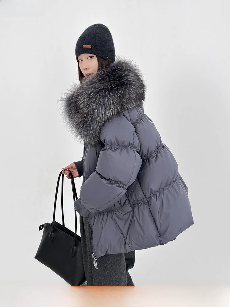 

New National Stand High Quali Du down Puffer Jaet Women's Winter Coat with Collar Street Sle Zipper Closure