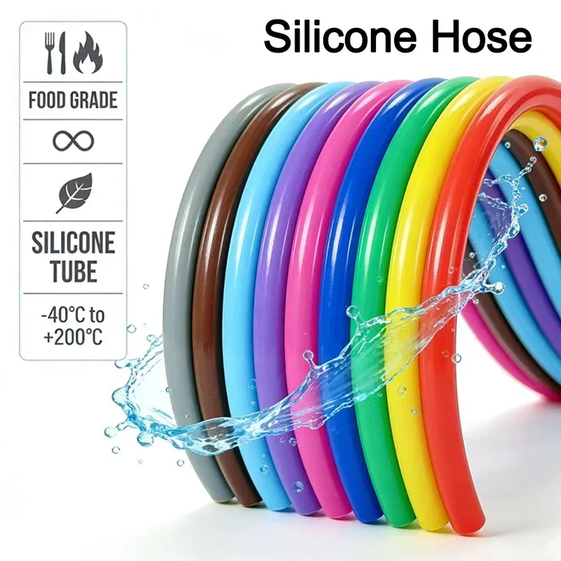 Non-Toxic Color Silicone Food Grade Tube Flexible Anti-Aging Water Hose ID2mm-12mm for Beverage Making Drinking Water Kitchen