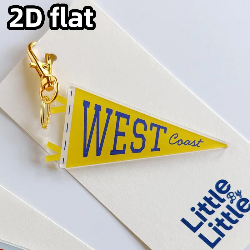 Personalized Custom Text Mini Pennant Flag Keychain