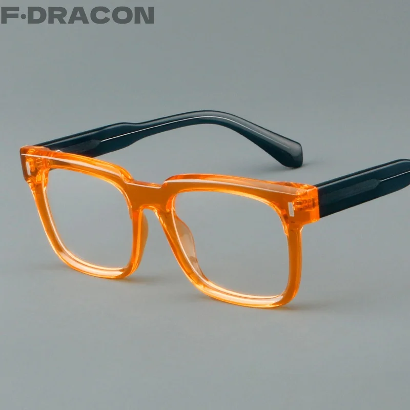 F·DRACON New Plate Glasses Frame Retro Square Men's Frame Fashionable Anti-blue Light Optical Prescription Frame Women's 30101