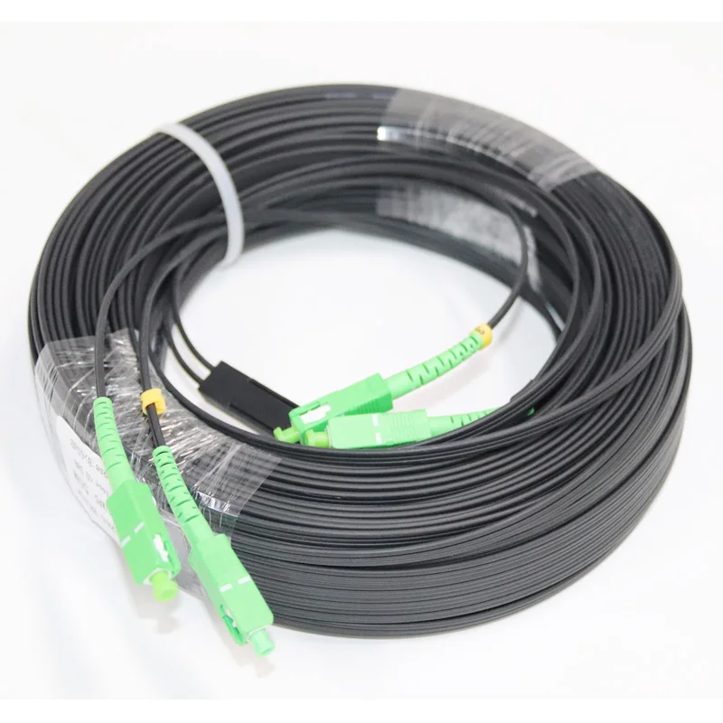 50M Fiber Optic Patch Cord Cable 3 Steel 2 Core SC LC FC ST APC UPC Outdoor Indoor FTTH Drop Cable Patchcord