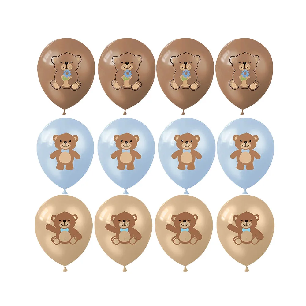 

12Pcs Carton Bear Printed Balloons 12inch Brown Bear Latex Balloon for Baby Shower Kids Bear Birhtday Decorations DIY Gifts